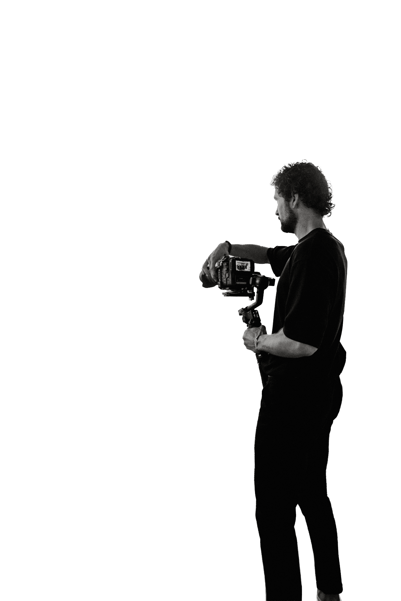 Filmmaker holding a cinema camera rig